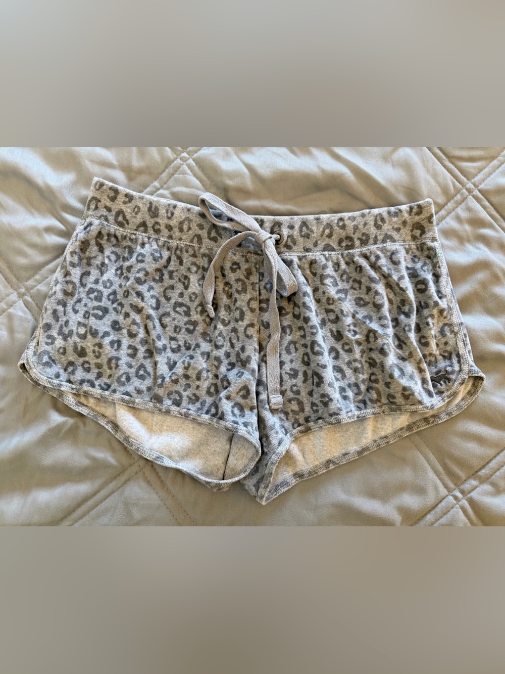 VS Pink Cozy Leopard Print Lounge Shorts - Gray